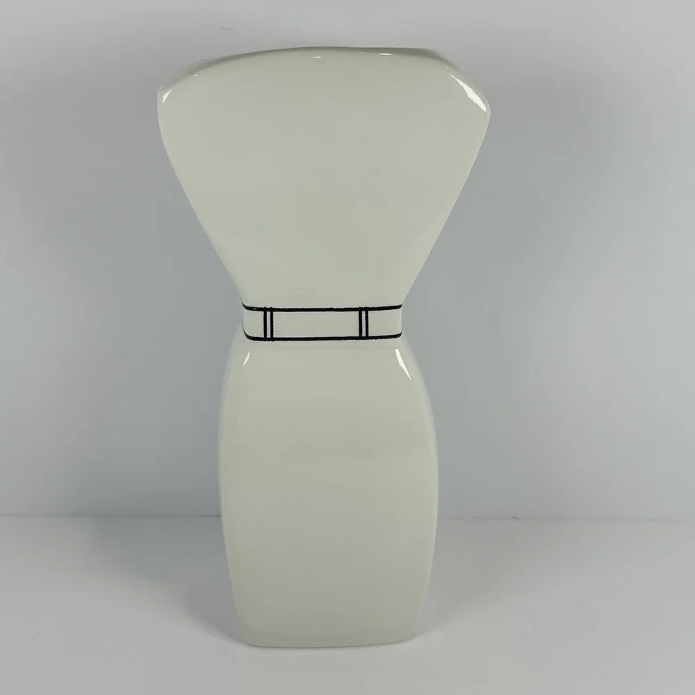 Black White Ceramic Dress Vase Bow Collar Novelty Decorative Vase